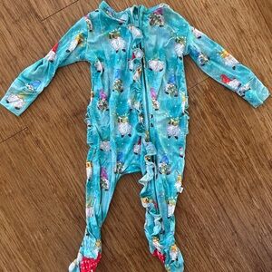 Posh Peanut Turquoise Christmas Gnome One Piece Footies Ruffle Butt Pajama 3-6M
